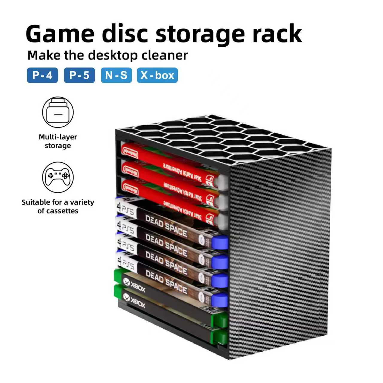 Gaming Console Organizer - Wielowarstwowy stojak na kasety z grami,